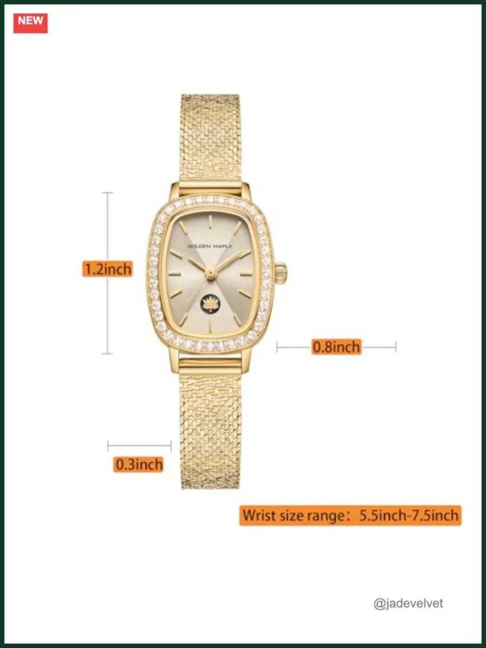 Ladies Elegant Stainless Steel Watch with Crystal Bezel Water Resistant